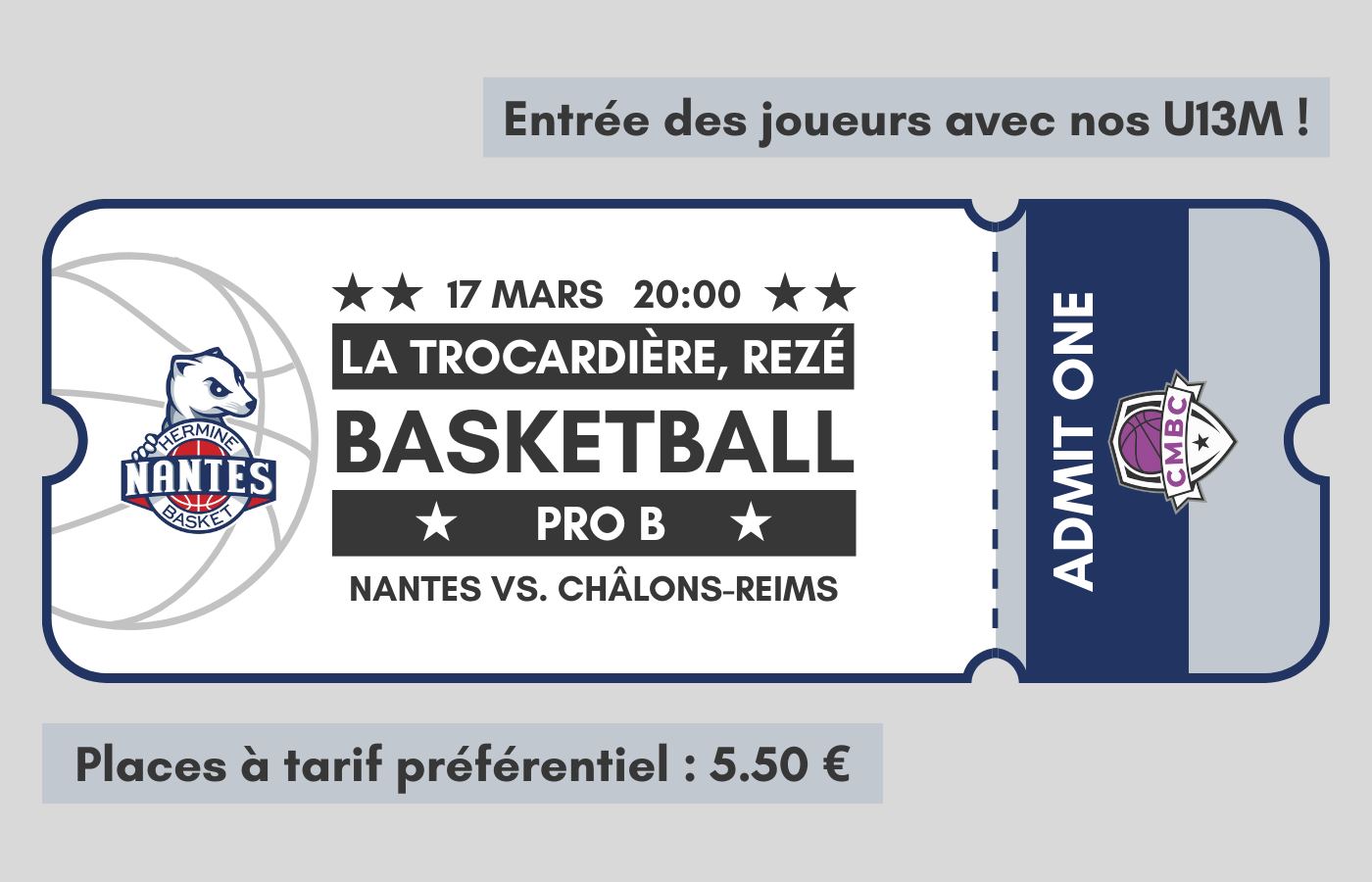 Place pour Hermine VS Châlons - Reims le 17/03/2026